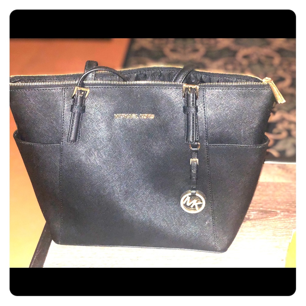 Large black leather Michael Kors tote